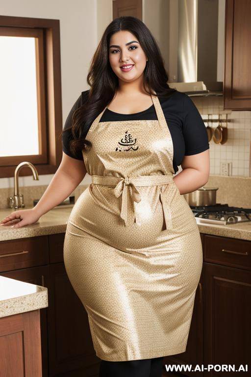 ssbbw, very fat, pretty face chubby clothed big ass wide hips full body view oiled, very plump, happy, huge thighs, tight apron, very pretty, huge belly, gigantic ass - #main