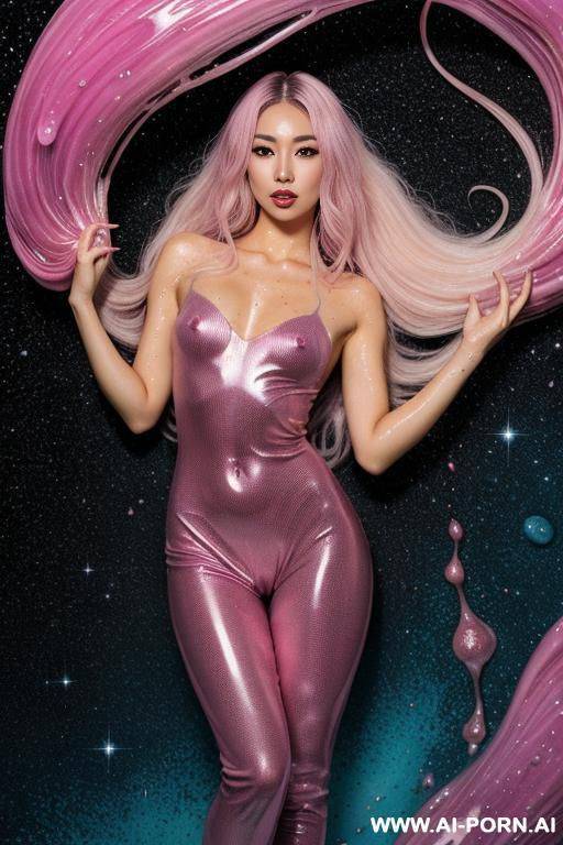 fantasy, fantasy cosmic monster woman, fantasy cosmic creature, semi liquid cosmic woman, whole body made of colourful cosmic semi liquid, completely naked, dripping cosmic semi liquid from her whole - #main