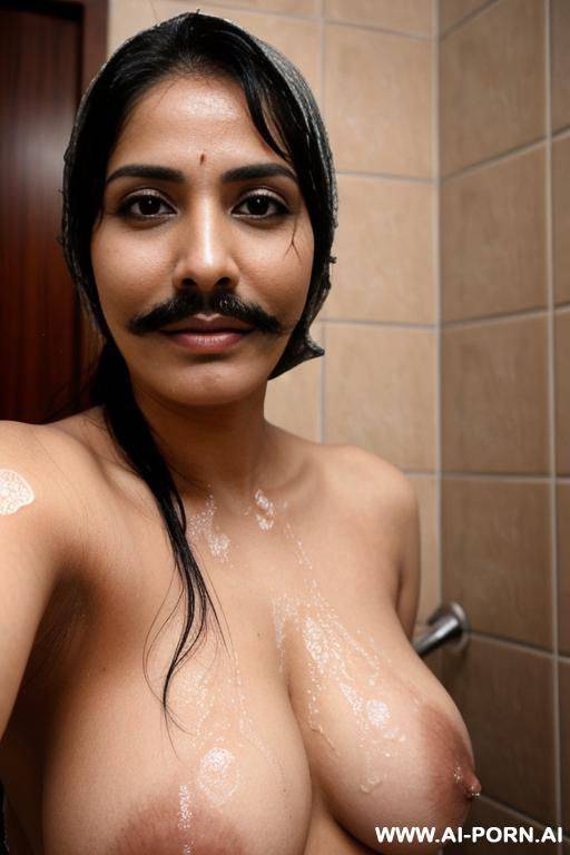 two lesbian milfs with a mustache wearing only a hijab with hairy pussy nah hairy arms taking a shower - #main