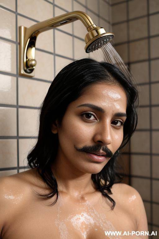 two lesbian milfs with a mustache wearing only a hijab with hairy pussy nah hairy arms taking a shower - #main