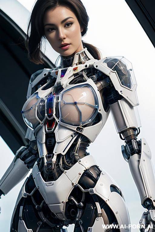 (close up) ((gorgeous woman) in (totally transparent combat mech suit)) - #main