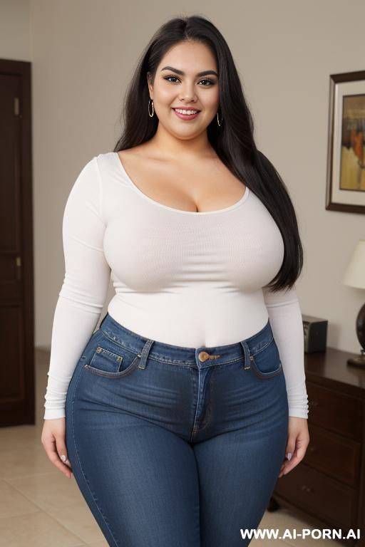 ssbbw., enormous, hot super wide hipped mexican, tight jeans, big tummy, fated up, huge thighs, fat arms, chubby beautiful face - #main