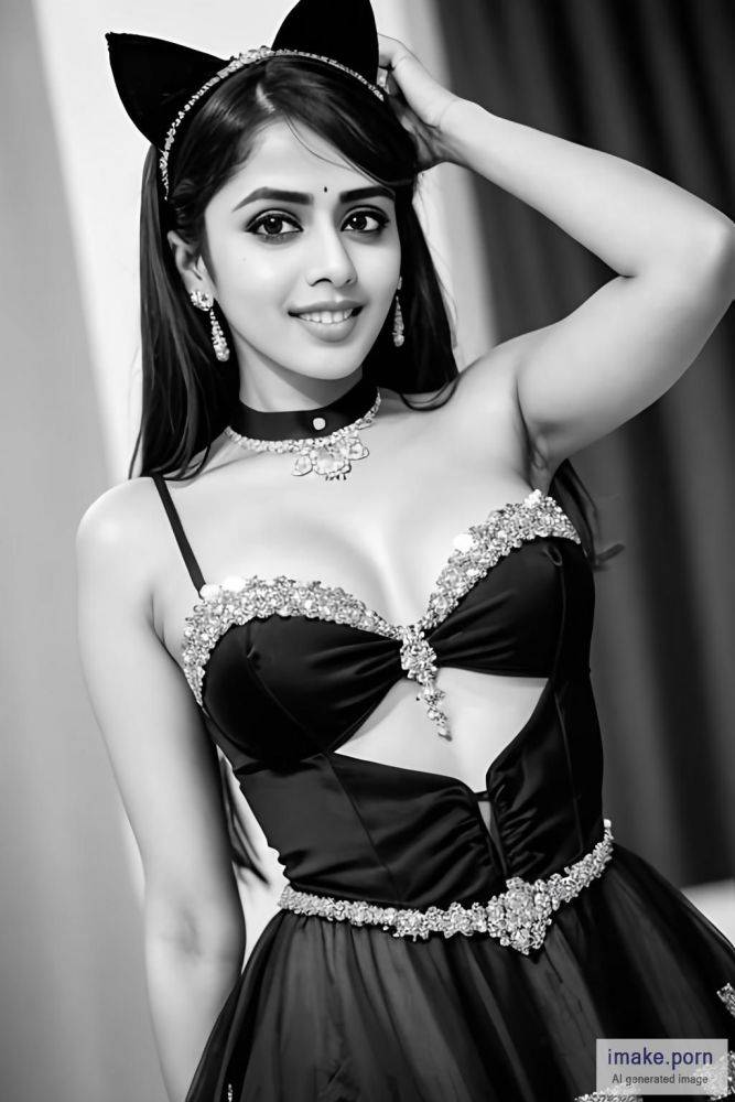 Genelia D'Souza french maid dress in black and white color with... - #main