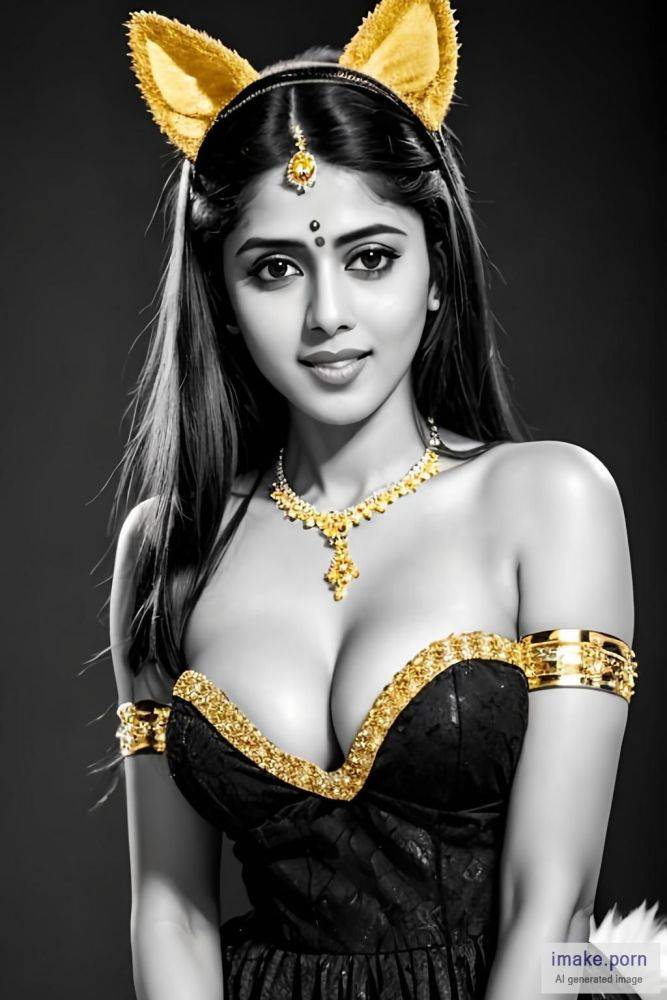 Genelia D'Souza in black and white color french maid with cat... - #main