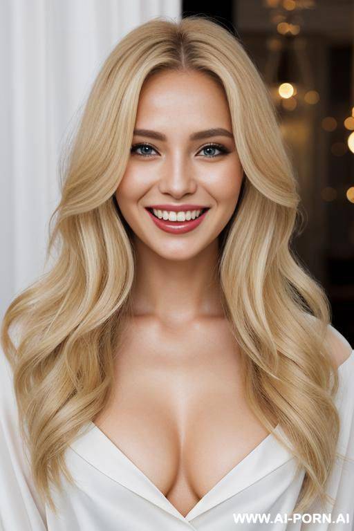 close!, immersive expression, naturally beautiful russian companion, flowing wavy blonde hair, closeup in luxurious clothes, she is curvy! and fair, pleasure, real-life sei-ra sodes-hiro! - #main
