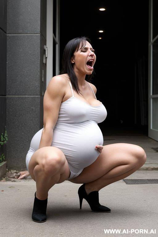pregnant squatting screaming in pain - #main