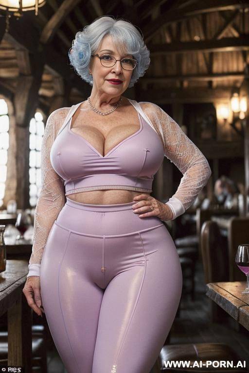 granny in leggings, big ass, thick body, big tits, glasses, old woman, gilf, leggings, short hair, white hair - #main