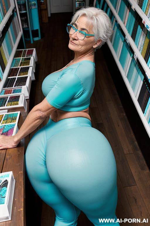 granny in leggings, big ass, thick body, big tits, glasses, old woman, gilf, leggings, short hair, white hair - #main