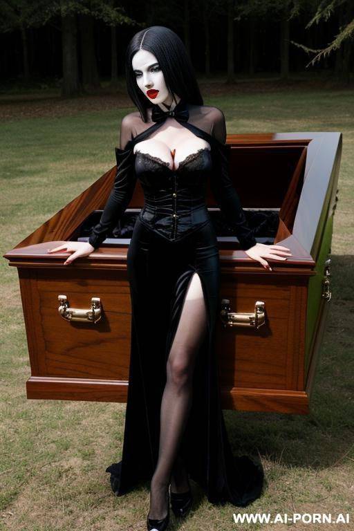 funeral horror. femboi with dildo, vampire in wood coffin - #main
