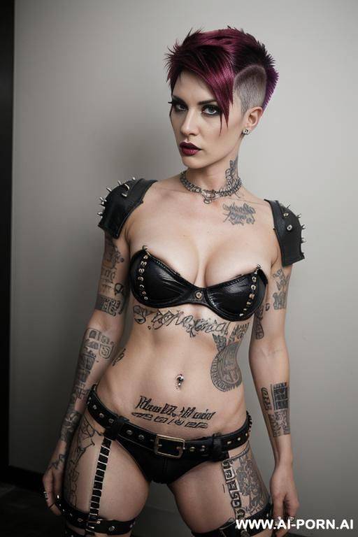 photorealist, athletic, vi from the serie arcane, completely naked, punk woman, bad woman - #main
