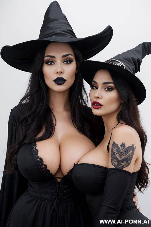 curvy, voluptuous woman, big lips, topless, big boobs, thick boobs, big thighs, thick thighs, tribal tattoo on stomach, ((detailed skin, detailed boobs, realistic background)), round face, (multiple women), (kissing), twins - #main