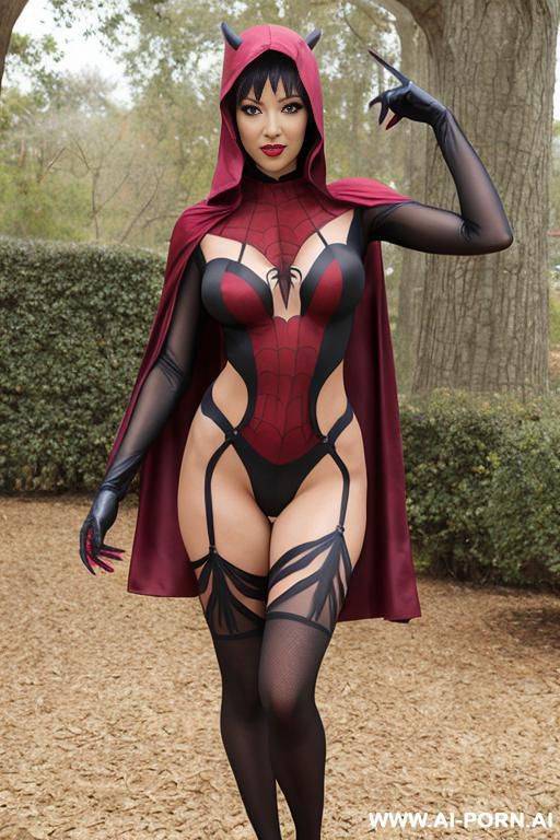 spider hero costume, woman, full dressed, swinging web - #main