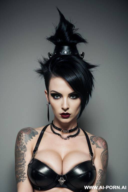 punk sexy hairstyle, bad woman, punk woman, serious, vi from arcane serie - #main