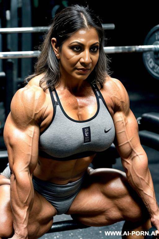 mature indian gilf with grey hair. huge muscles and massive breasts. squatting, showing huge clitoris, no panties, drenched in sweat and panties - #main