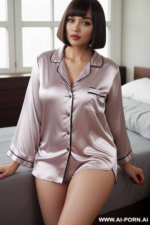 satin pajama, no trousers, chubby, bob cut - #main
