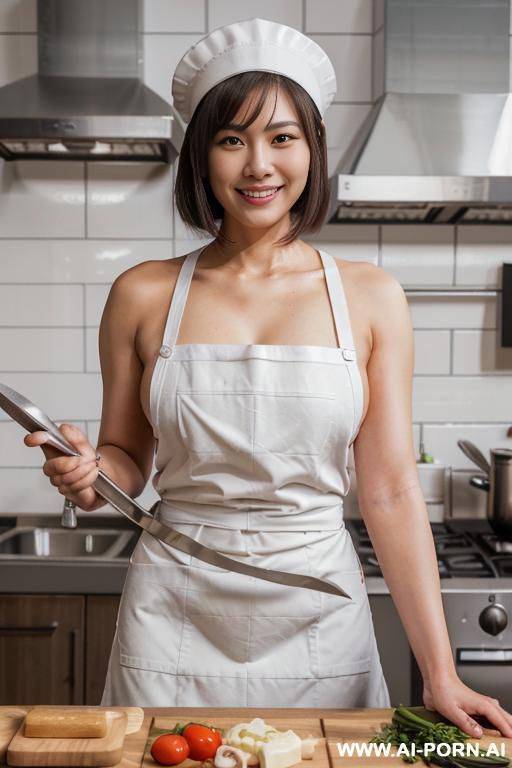 upper-body. giggly expression. tanned japanese escort model. waist-long bobcut hair. decent clothes. she has full, natural lips. real-life sei-ra sodes-hiro! - #main