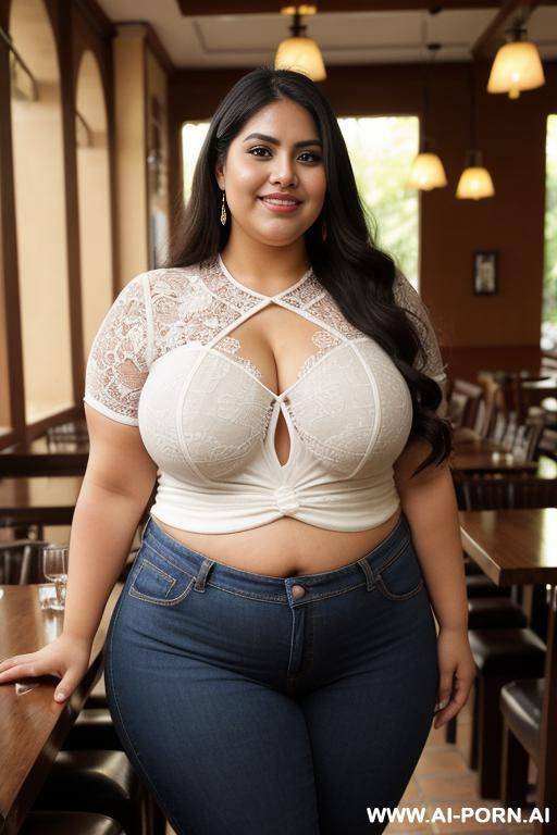 drinking potion, ssbbw, very wide, proportionately fat, mexican, gorgeous, tan, tight clothes, extra thicc, sun dress, pear shaped, feeding tube, tube in mouth - #main