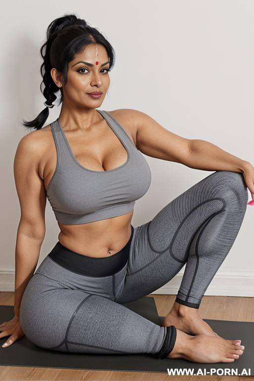 fat ass indian milf in grey yoga leggings - #main