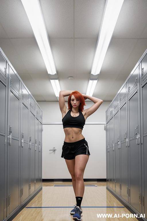 short straight hair, red hair, small boobs, athletic body, tattoos, oil skin, s, full body pic, anal sex - #main
