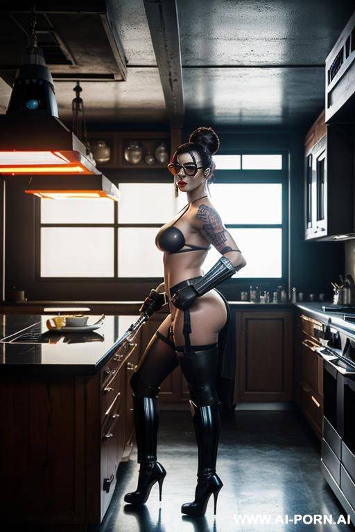 pornstar, 20, emo, dark, lace, gigantic fake boobs, fake lips, yellow eyes, miss universe body, high heels, staring in a provocative way, emo, tattoos - #main