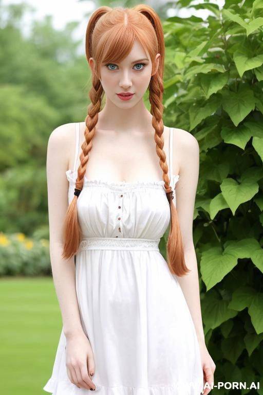 in a white sundress, garden - #main