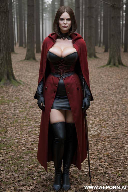 (medieval time), ( female), (dark scary forest), (red coat) - #main