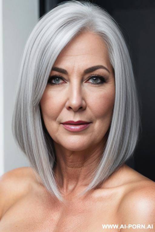 porn gilf, photo realistic, narrow face, silver hair, - #main