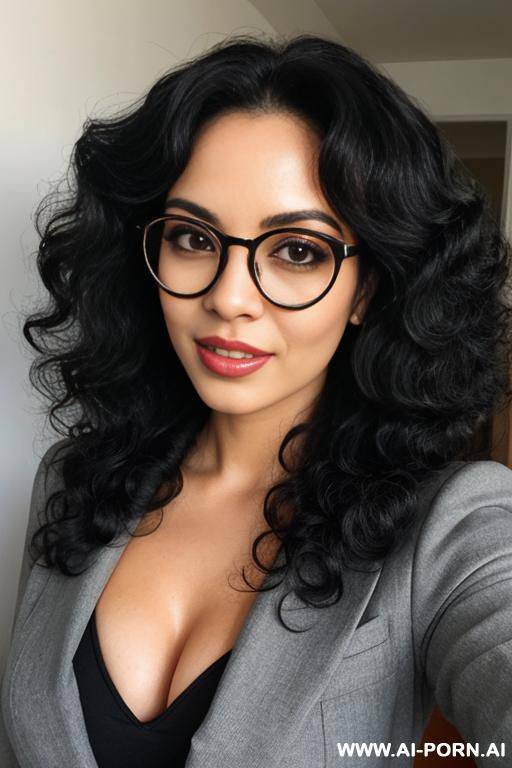 girl with black curly glasses and hair - #main