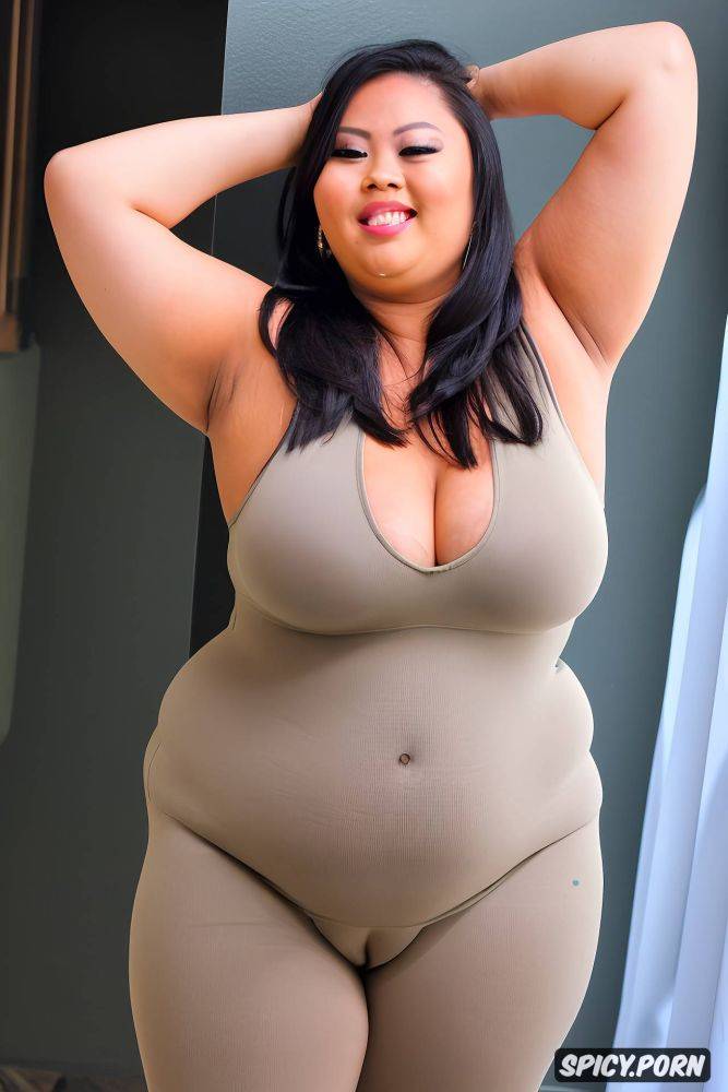 detailed face, topless, light color leggings, extremely fat - #main