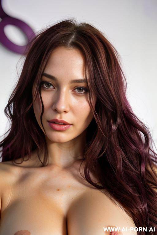 close!, immersive expression, naturally beautiful russian companion, flowing wavy violet hair, closeup in luxurious clothes, she is curvy!, pleasure, real-life sei-ra sodes-hiro! - #main
