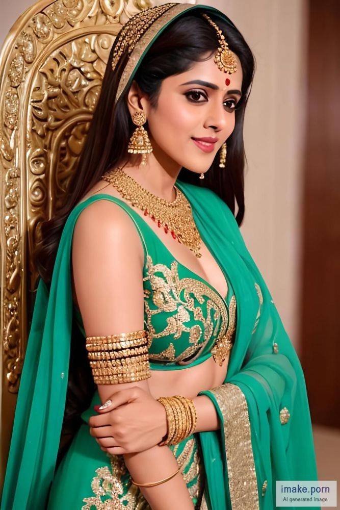 Genelia D'Souza in salwar with black devil horns and gold jewels - #main