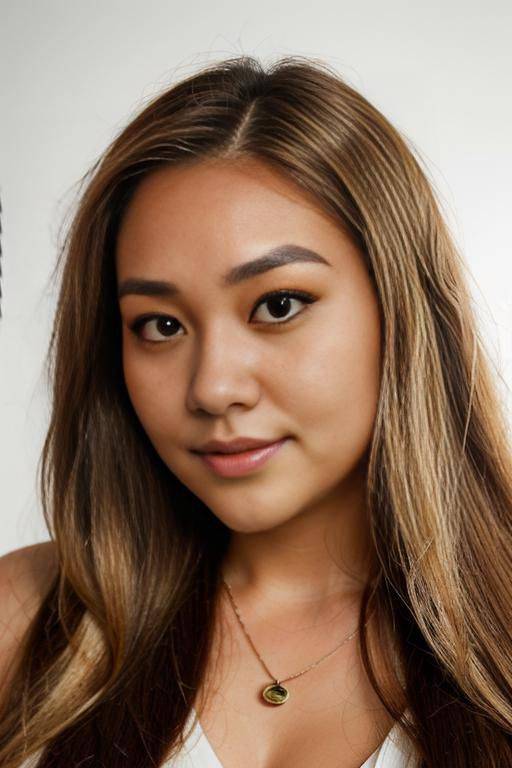 (((adjusting hair))), (((face closeup))), (((extremely long hair))), looking at viewer, (((front facing))), (((headshot))), a chubby shorty filipina milf is modeling in a studio. she has her hands in - #main