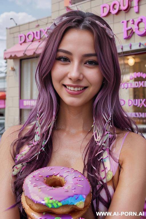 close!, immersive expression, lovingly craving russian, flowing wavy purple hair, closeup in luxurious clothes, she is seductively tanned, pleasure, real-life sei-ra sodes-hiro! - #main