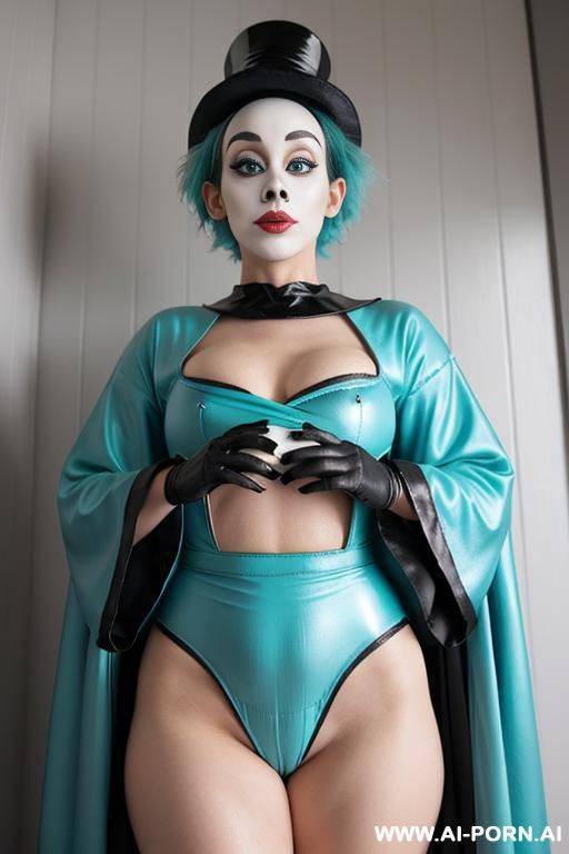 open black witch robe revealing naked breasts, large natural breasts, nipple, tits, bottomless, pussy, vagina - #main