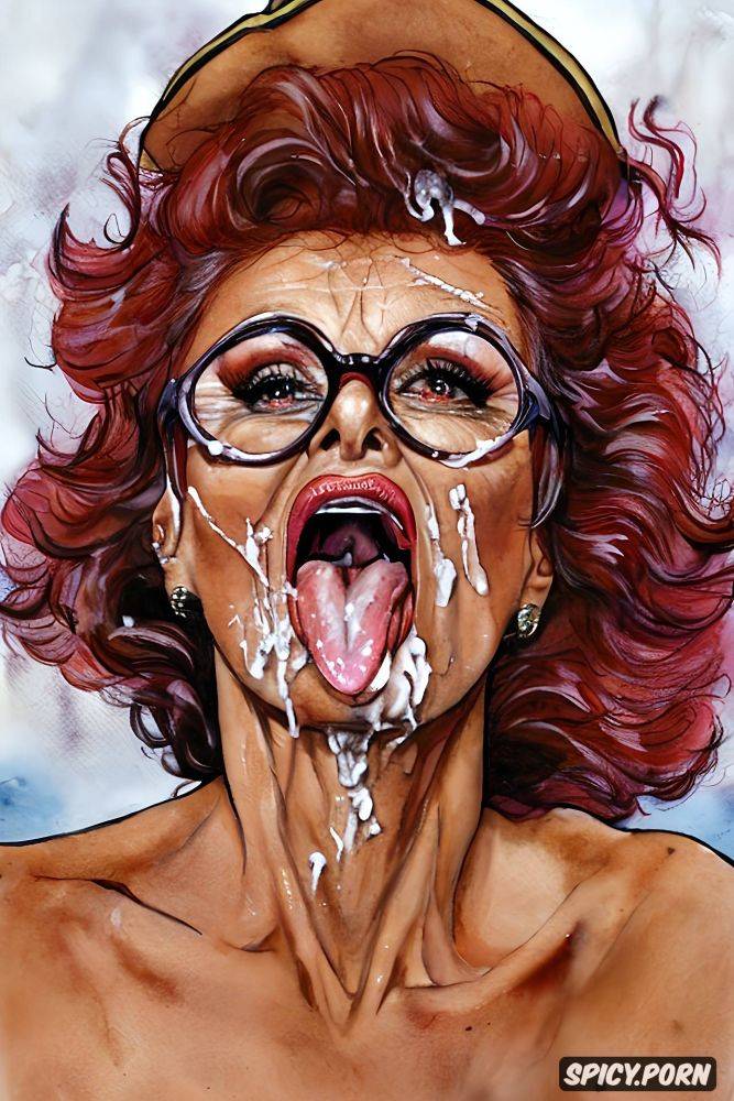 crossed eyes, nazi garrison cap on head, sophia loren, eyes rolling back - #main