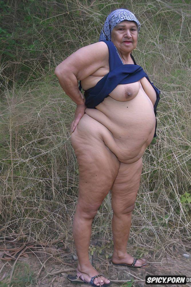 extremely fat thighs, outdoors, big thick thighs, big very fat obese belly - #main
