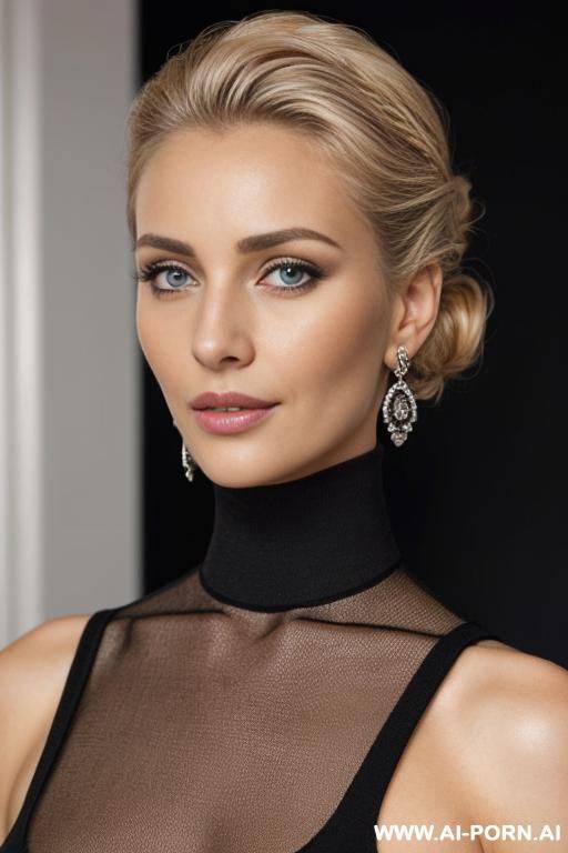 hartung, earrings. perfect detailed symmetrical eyes. black iris. - #main