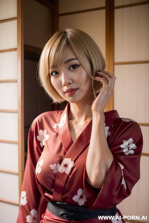 japanese woman, blonde bobcut - #main
