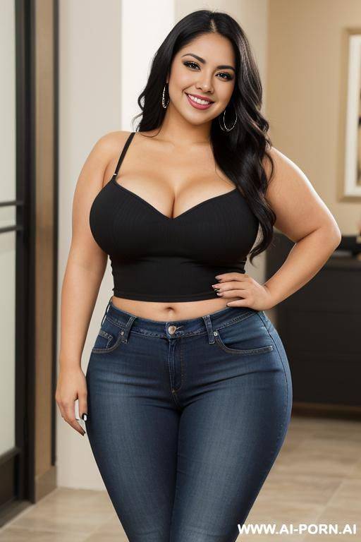 hot latina, chicana, tight jeans, very wide hips, smiling, super pretty, chubby - #main