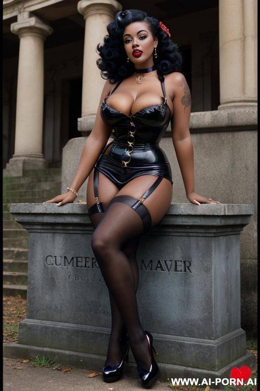 gorgeous, very beautiful, choker, black lipstick, black lips, - #main