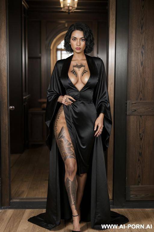 full body photo, ((hairy pubic)), ((trimmed hairy pussy)), ((short hair pussy)), (((((show pussy))))), nsfw, ((classy tattoos)) - #main