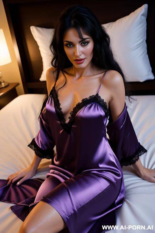 a natural woman with a satin nightgown lying on her side next to me in bed. she is grabbing my hard dick - #main