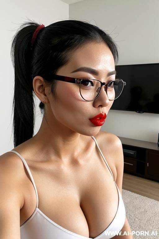 normal body asian big pussy lips glasses pony tail gy tyle watching camera - #main