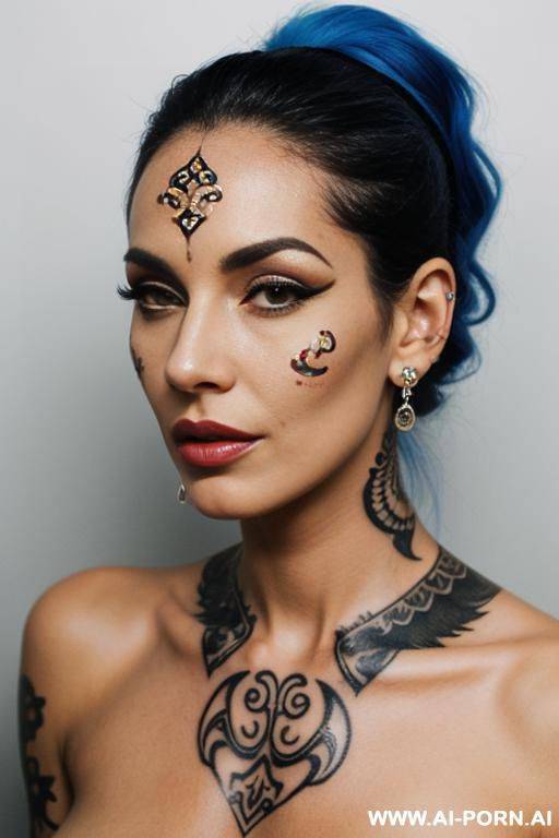 show me a photo of someone with stretched ears and facial tattoos - #main