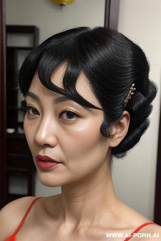 chinese woman. slightly plump. facing the camera, looking directly at it. - #main