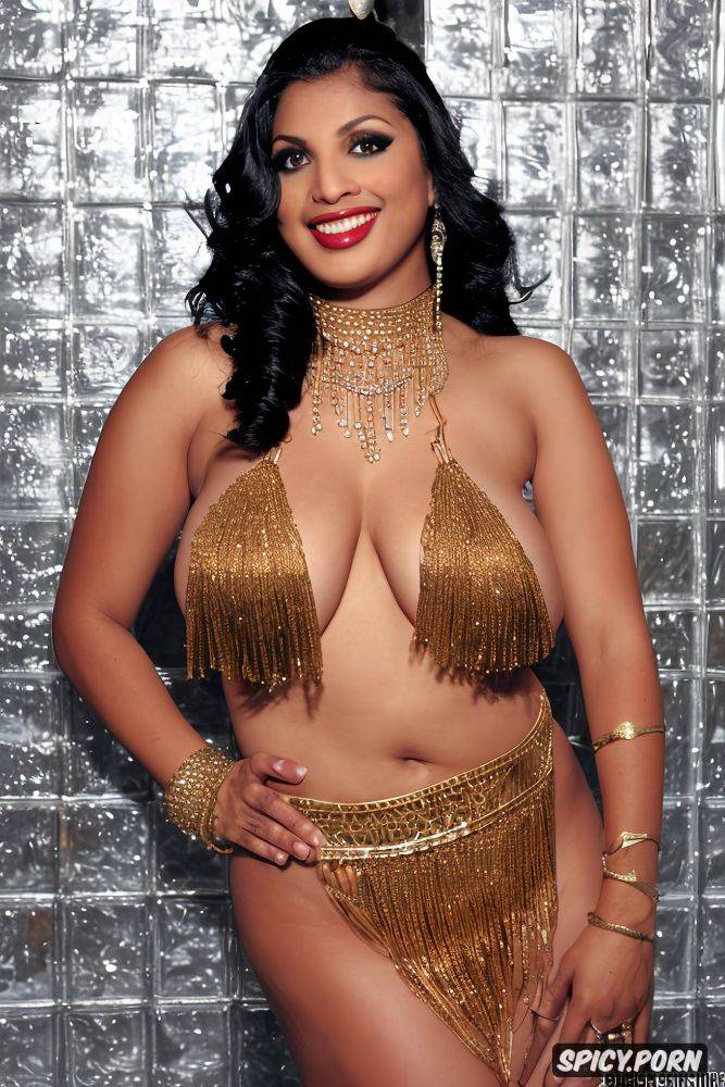 massive breasts, long wavy black hair, color photo, silver and gold jewellery - #main