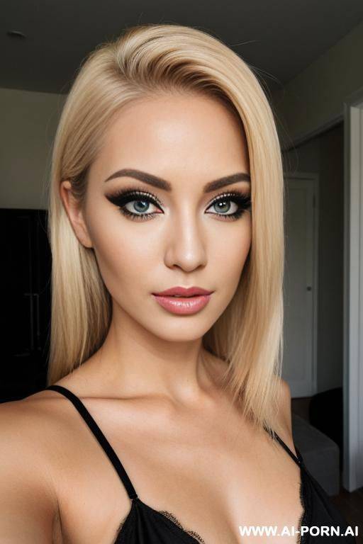 blonde slender beautiful, black eyeliner, - #main