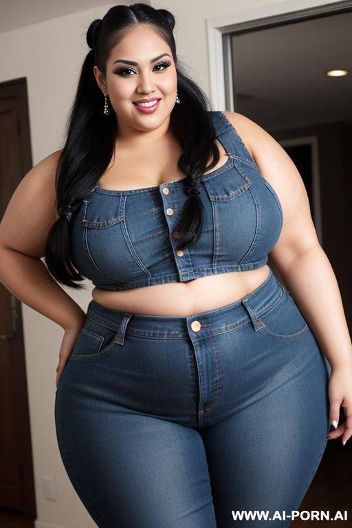 hot chicana, chola, gorgeous, heavy makeup, hourglass figure, ssbbw, extremely fat, w gain, big hips, round big belly, fat face, tight high rise jeans, rotund - #main