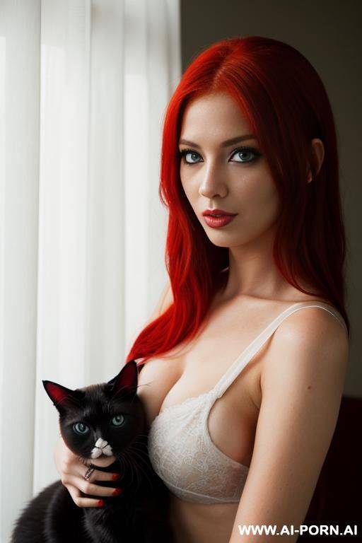 cat gril sexy and red hair and red eye - #main