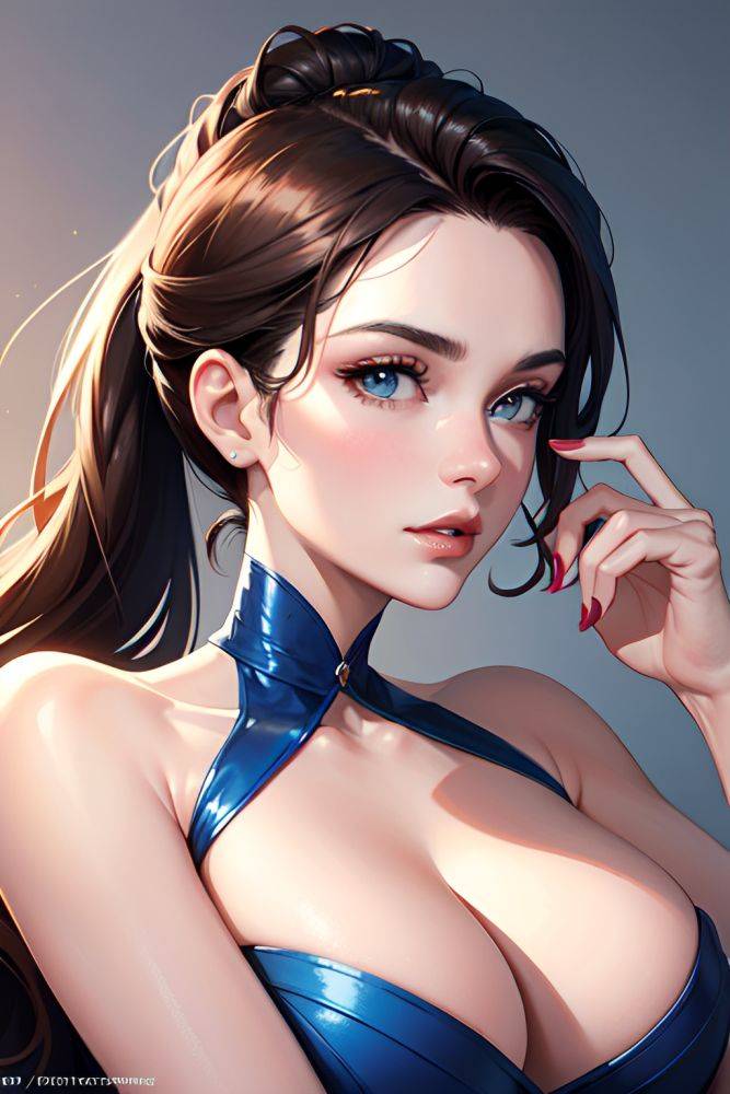 Anime Chubby Huge Boobs 20s Age Seductive Face Blue Hair Bangs Hair Style Dark Skin Soft Anime Hospital Side View Plank Schoolgirl 3665370618926885507 - AI Hentai - #main